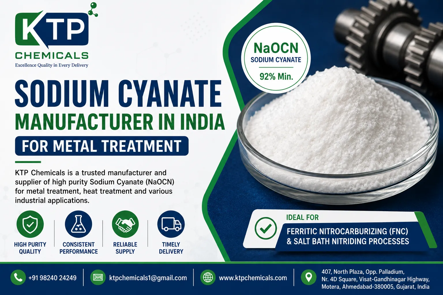 Sodium Cyanate Manufacturer in India for Metal Treatment | KTP Chemicals